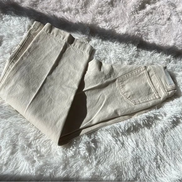 RE/DONE Womens Original 70s Pocket Wide Leg Jeans 27 Cream Rinsed Birch NWOT